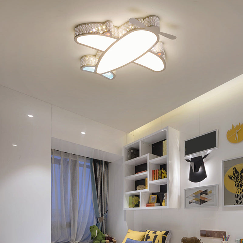 Metal Airplane Flushmount Light Cartoon LED Ceiling Light Fixture with Hollowed-out Design
