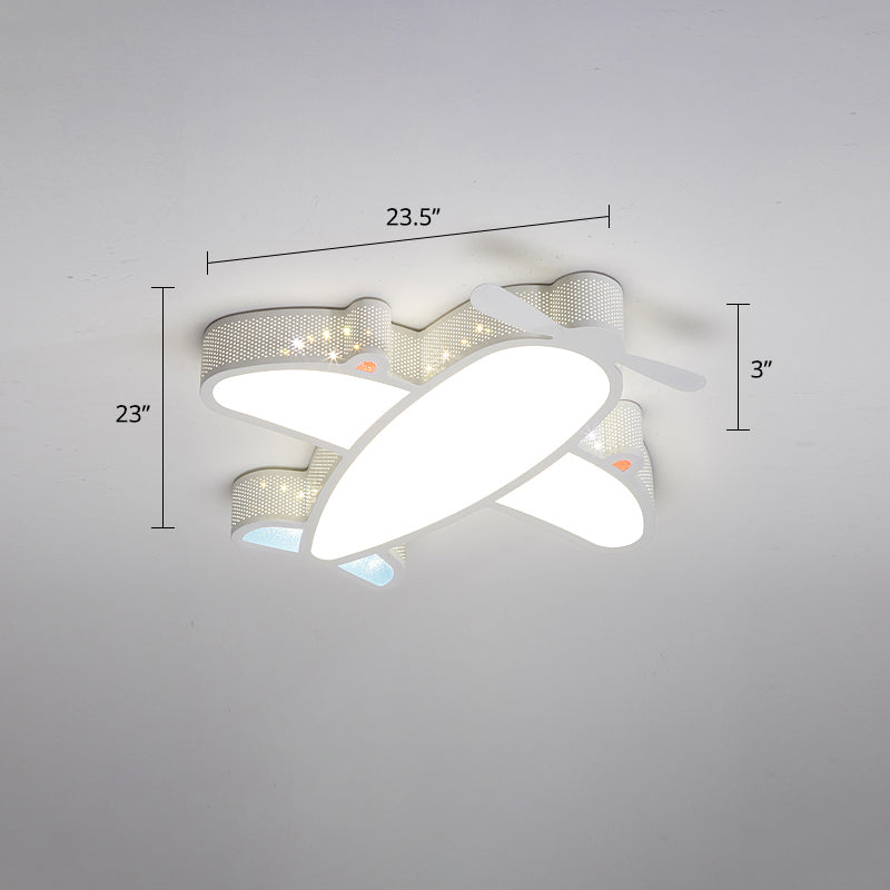 Metal Airplane Flushmount Light Cartoon LED Ceiling Light Fixture with Hollowed-out Design