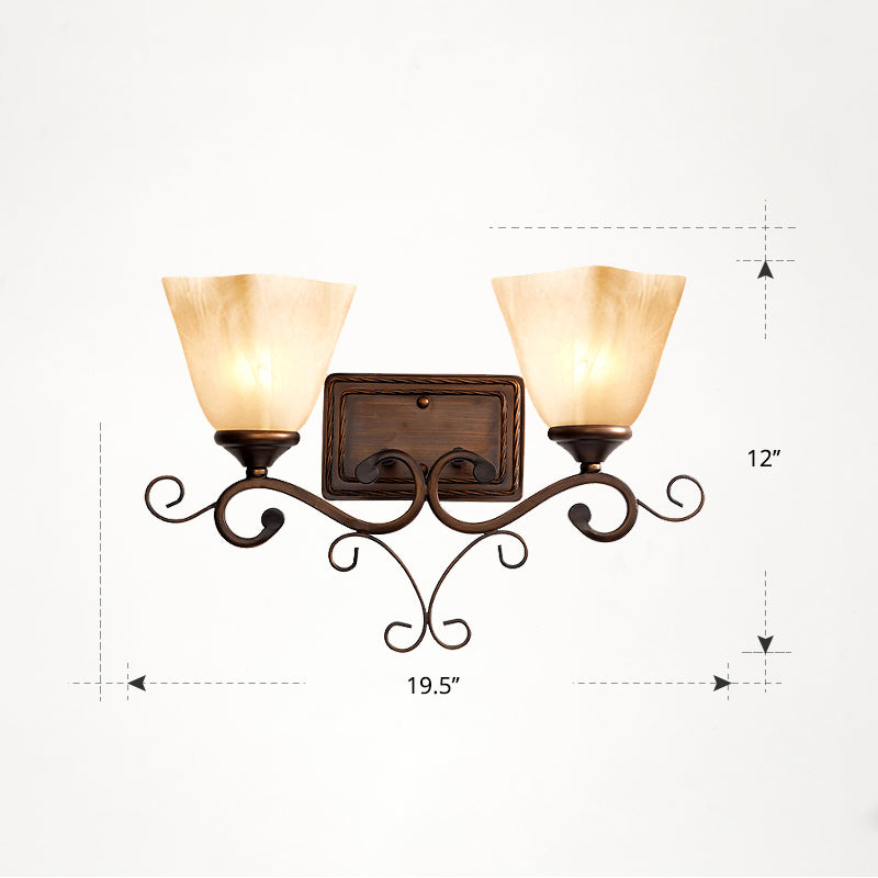 Beige glazen schaduw wandlamp landelijke eetkamer muur sconce met schuifarm in koffie