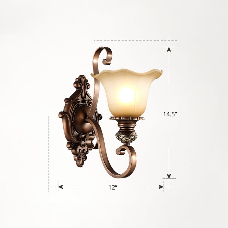 Beige glazen schaduw wandlamp landelijke eetkamer muur sconce met schuifarm in koffie