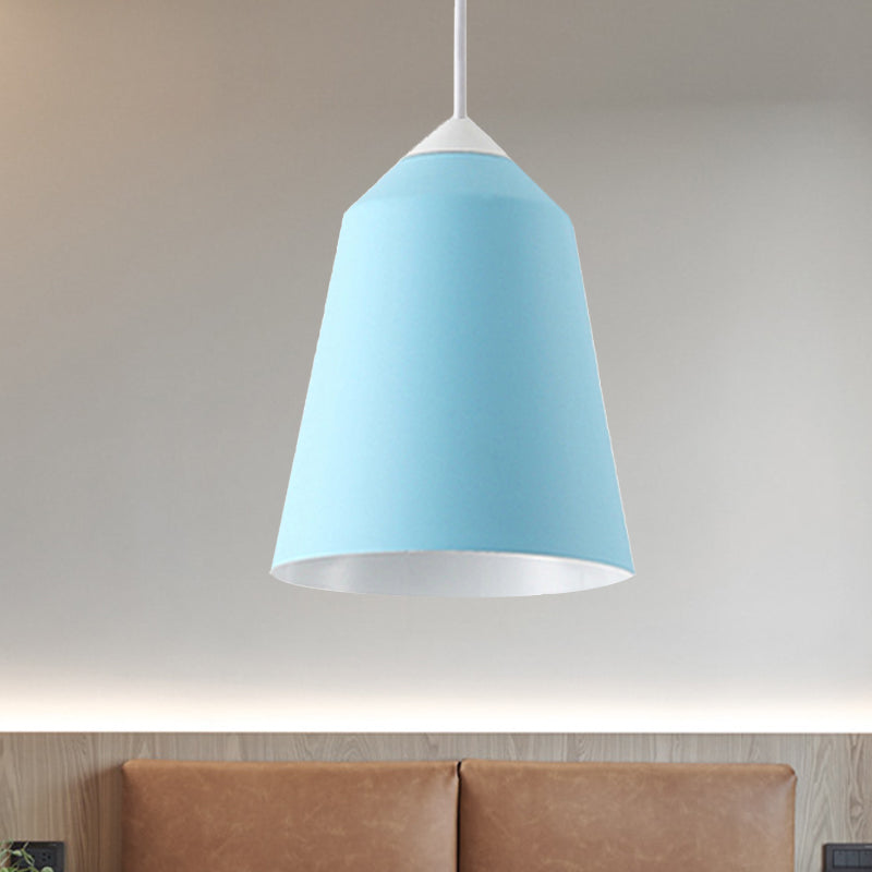 Iluminación colgante de campana metal minimalista 1 luz blanca/azul/dorada de techo colgante
