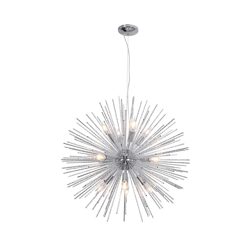 Minimalist Hedgehog Chandelier Metal Living Room Hanging Light Fixture with Carved Design
