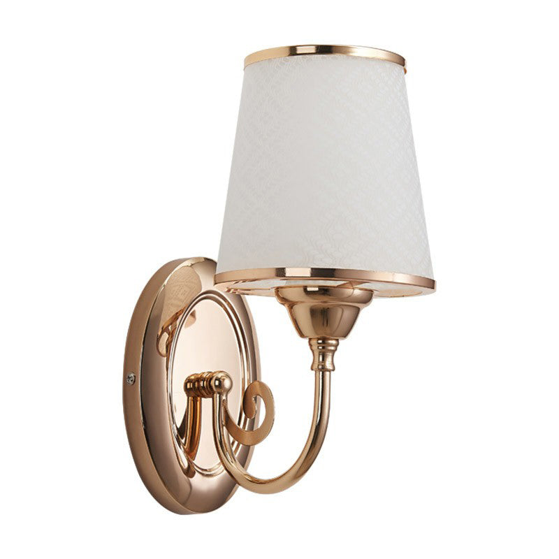 Simplicity Tapered Wall Light Sconce Frosted White Glass Wall Mount Lamp in Gold