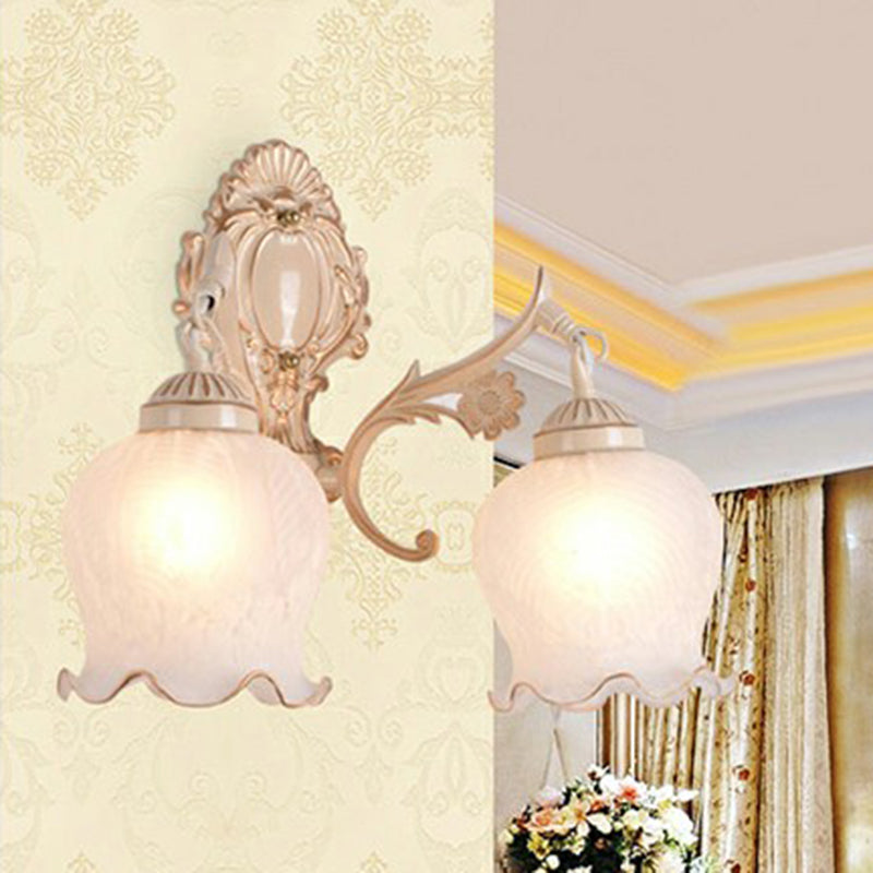 Frosted Glass Shaded Wall Lamp Country Style Hallway Wall Sconce Lighting Fixture