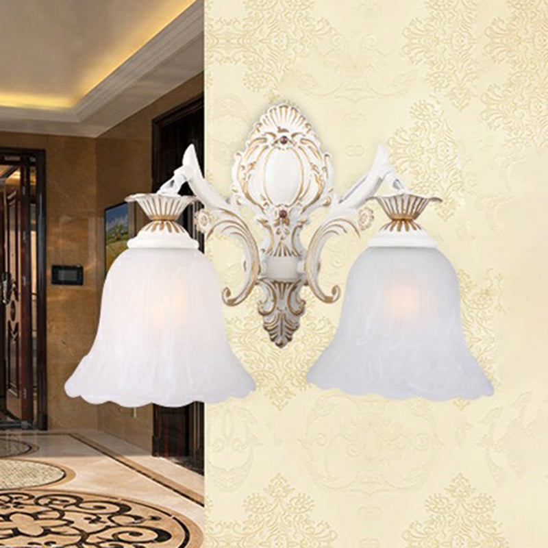 Frosted Glass Shaded Wall Lamp Country Style Hallway Wall Sconce Lighting Fixture