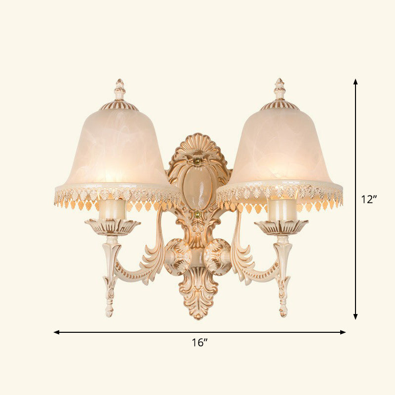 Frosted Glass Shaded Wall Lamp Country Style Hallway Wall Sconce Lighting Fixture