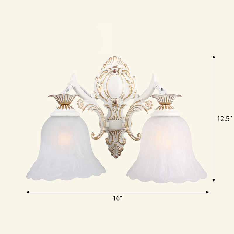 Frosted Glass Shaded Wall Lamp Country Style Hallway Wall Sconce Lighting Fixture