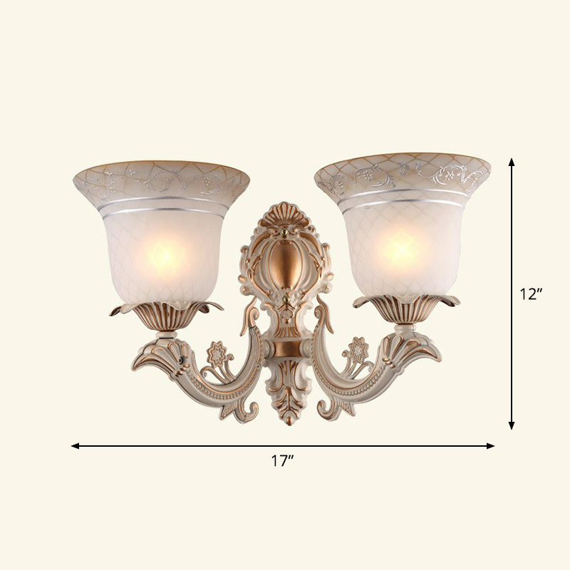 Frosted Glass Shaded Wall Lamp Country Style Hallway Wall Sconce Lighting Fixture