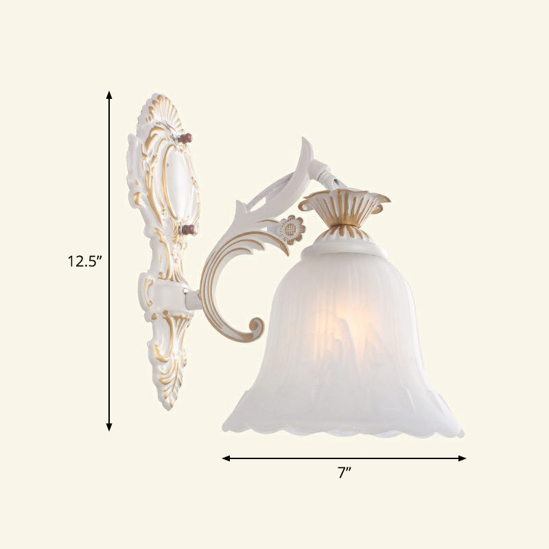 Frosted Glass Shaded Wall Lamp Country Style Hallway Wall Sconce Lighting Fixture