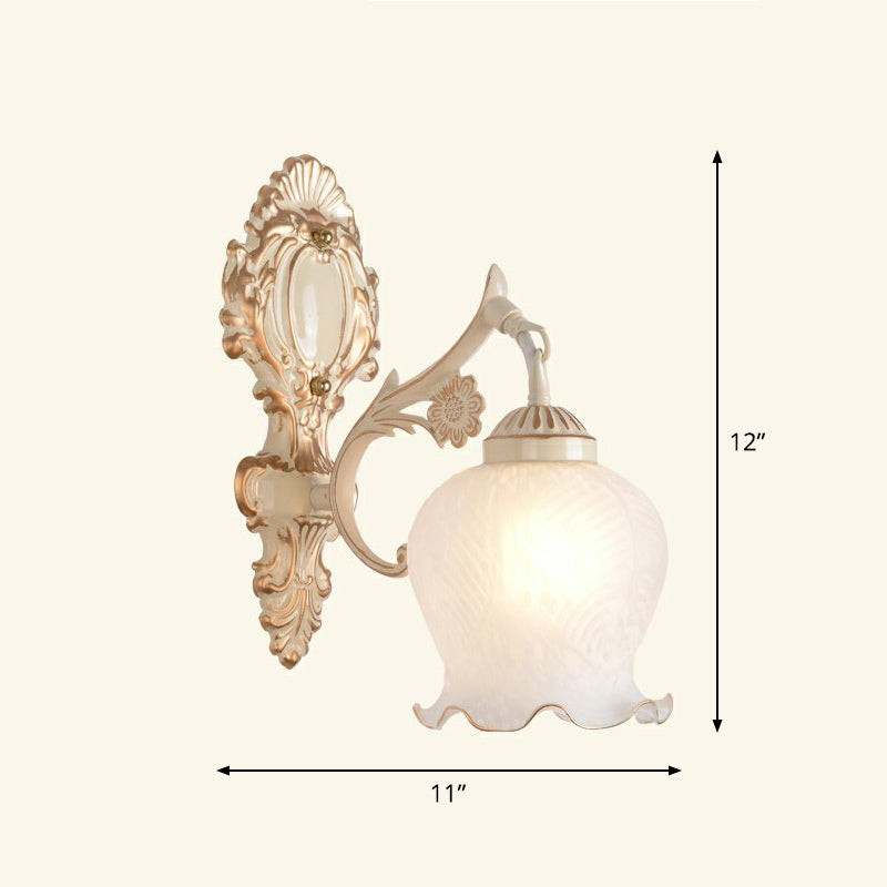 Frosted Glass Shaded Wall Lamp Country Style Hallway Wall Sconce Lighting Fixture