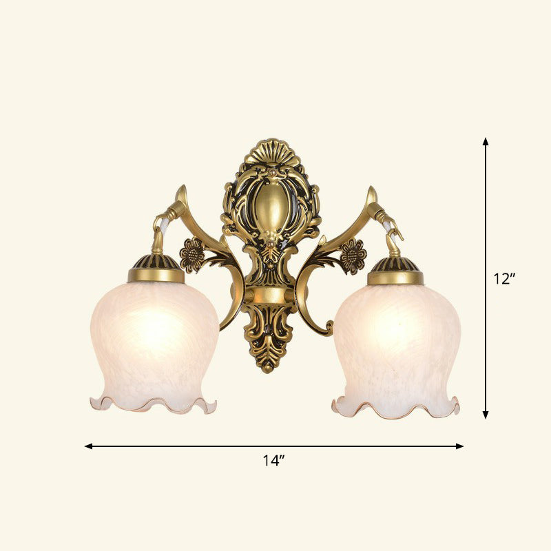 Frosted Glass Shaded Wall Lamp Country Style Hallway Wall Sconce Lighting Fixture
