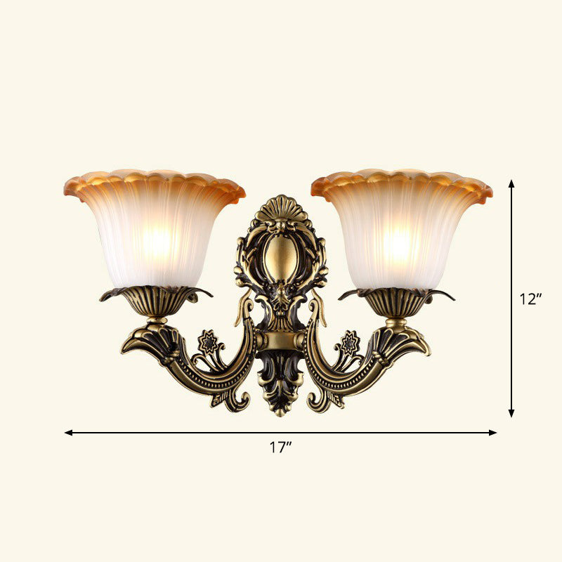 Frosted Glass Shaded Wall Lamp Country Style Hallway Wall Sconce Lighting Fixture