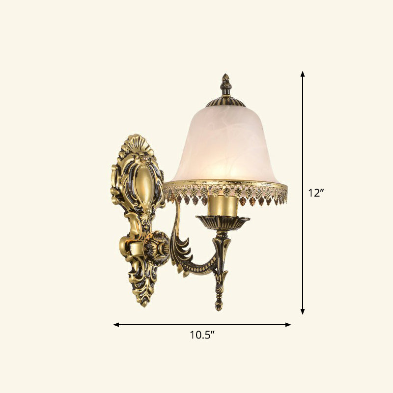 Frosted Glass Shaded Wall Lamp Country Style Hallway Wall Sconce Lighting Fixture