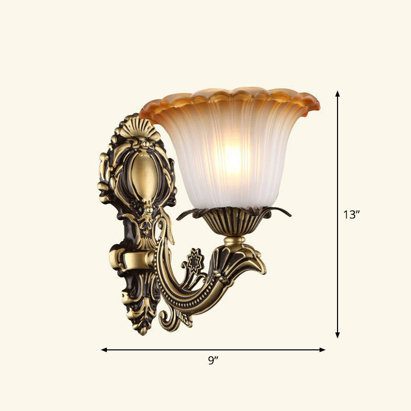 Frosted Glass Shaded Wall Lamp Country Style Hallway Wall Sconce Lighting Fixture