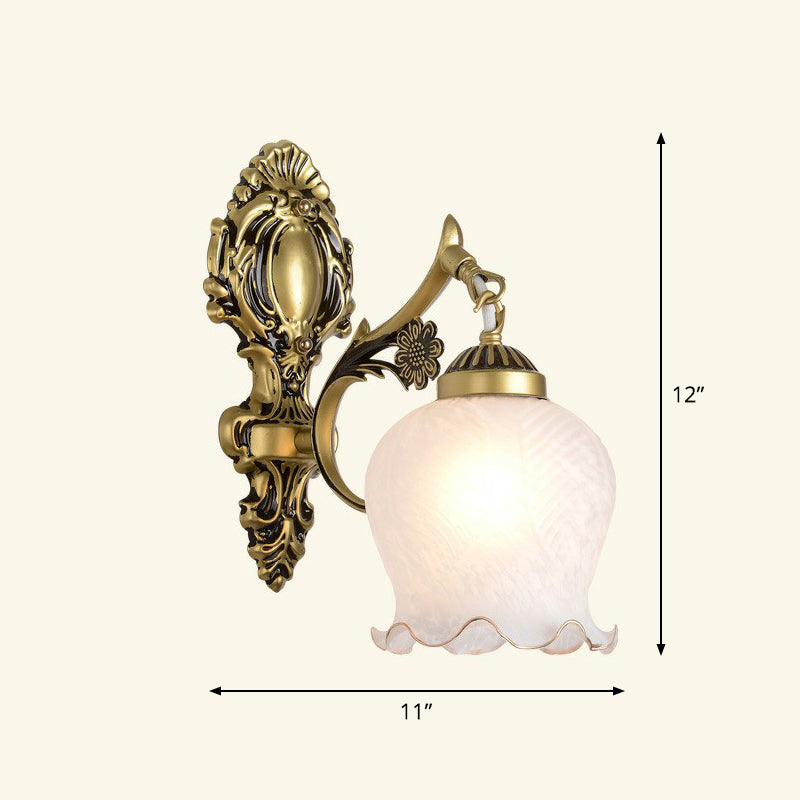 Frosted Glass Shaded Wall Lamp Country Style Hallway Wall Sconce Lighting Fixture