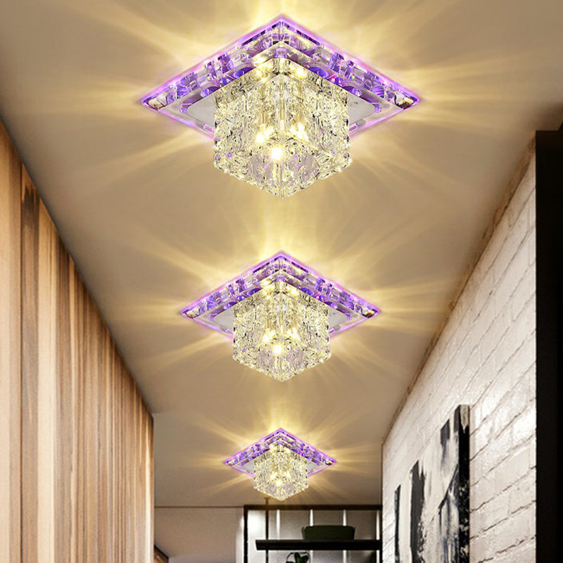 Cubic Corridor Flushmount Light Clear Crystal Modern Surface Mounted Led Ceiling Light