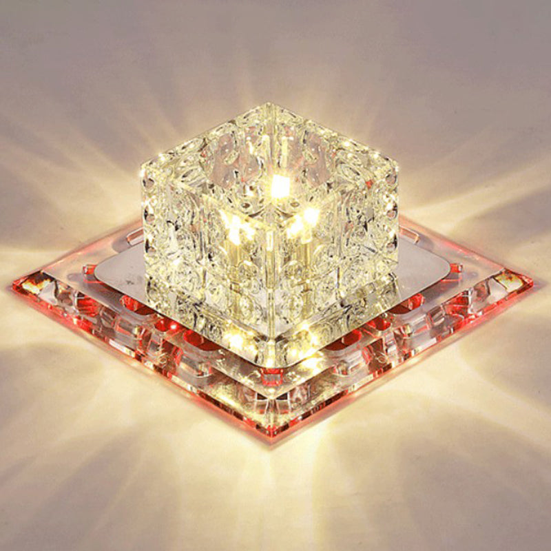 Cubic Corridor Flushmount Light Clear Crystal Modern Surface Mounted Led Ceiling Light