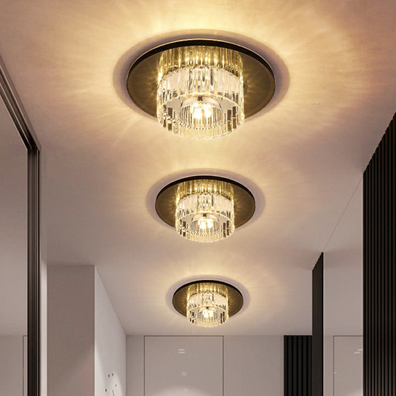 Contemporary Round Ceiling Flush Mount Crystal Corridor LED Flush Mount Lighting