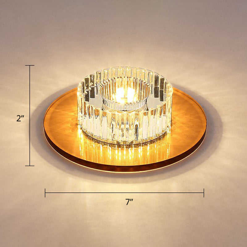 Éclairage encastré de plafond rond contemporain en cristal pour couloir LED
