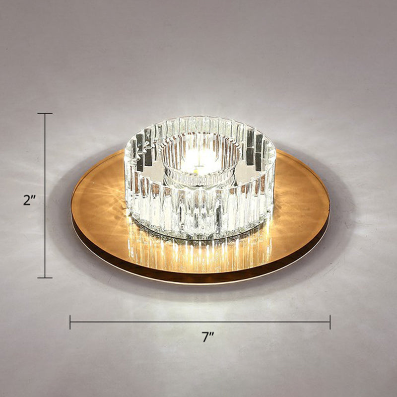 Contemporary Round Ceiling Flush Mount Crystal Corridor LED Flush Mount Lighting