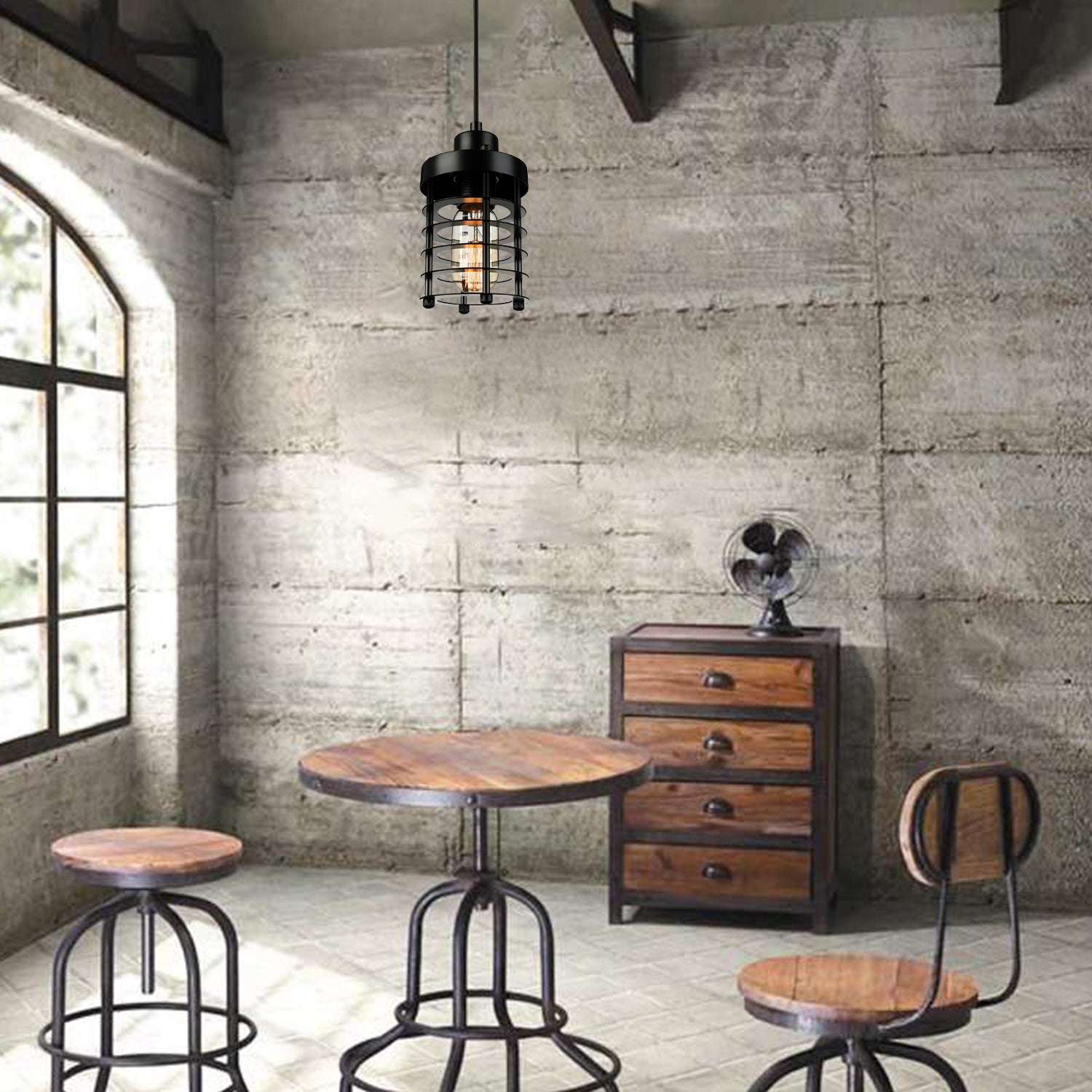 Drahtkäfig Metallanhänger Beleuchtung Leuchte Industrie 1 Glühbirnen Esszimmer Hängende Lampe in Schwarz/Rost