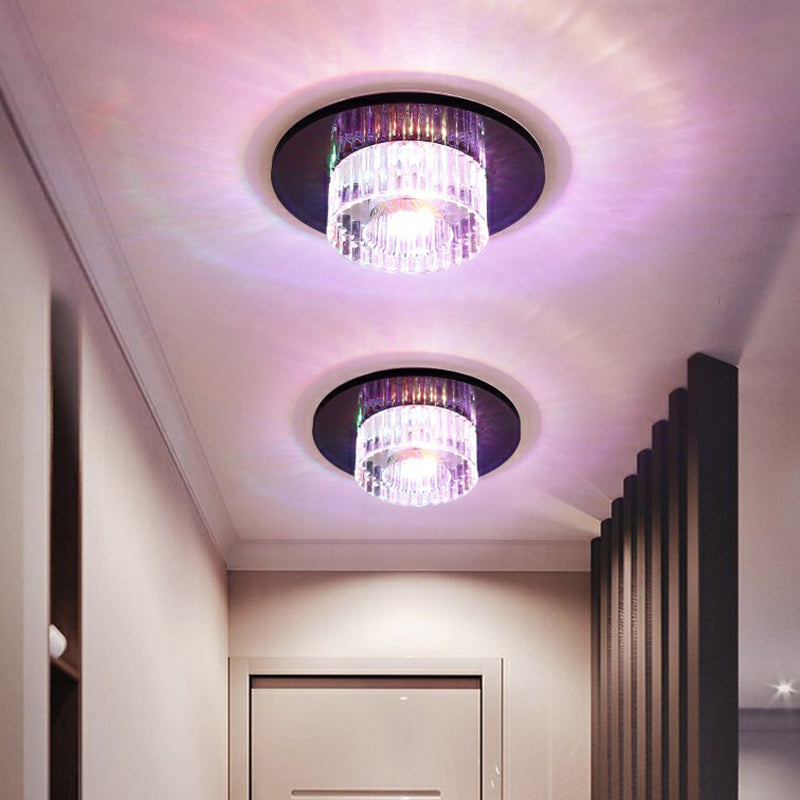 Contemporary Round Ceiling Flush Mount Crystal Corridor LED Flush Mount Lighting