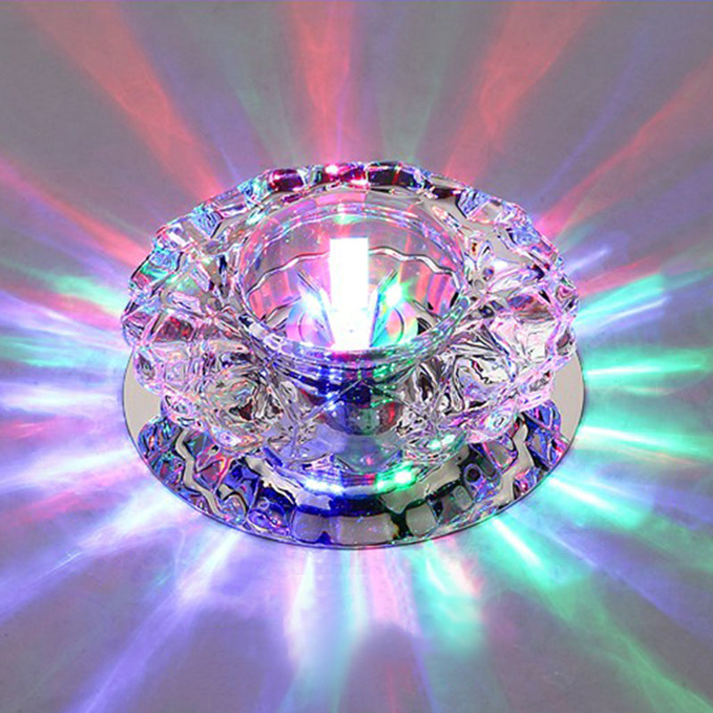Minimalist LED Flush Mount Lighting Clear Round Ceiling Fixture with Crystal Shade for Aisle