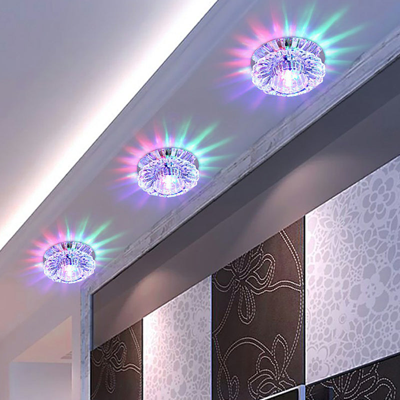 Floral Flush Ceiling Light Fixture Minimalist Clear Crystal Living Room Flush Mount Spotlight