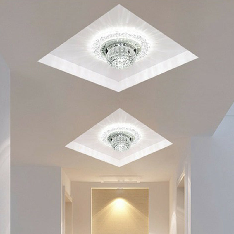 Dimpled Clear Crystal Ceiling Light Modernist LED Flush-Mount Light Fixture for Aisle