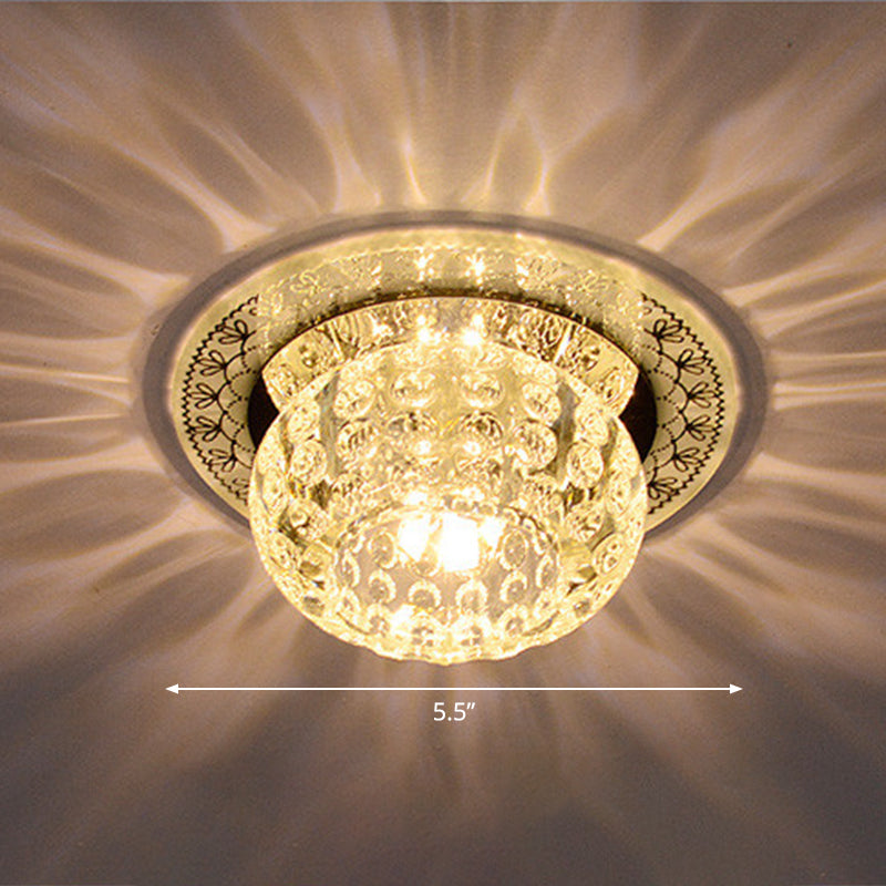 Dimpled Clear Crystal Ceiling Light Modernist LED Flush-Mount Light Fixture for Aisle