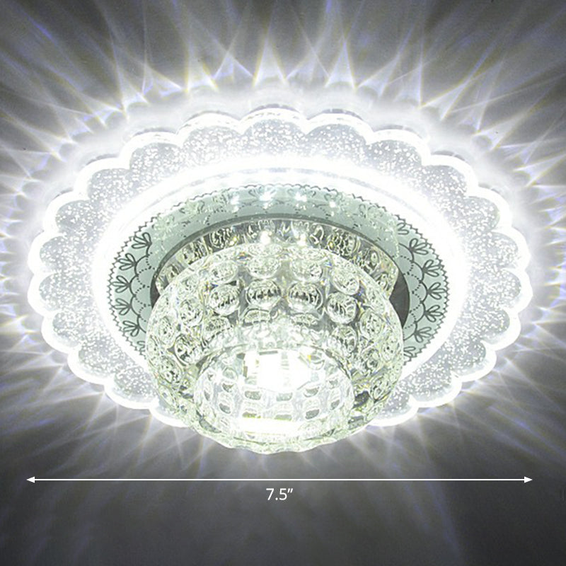 Dimpled Clear Crystal Ceiling Light Modernist LED Flush-Mount Light Fixture for Aisle