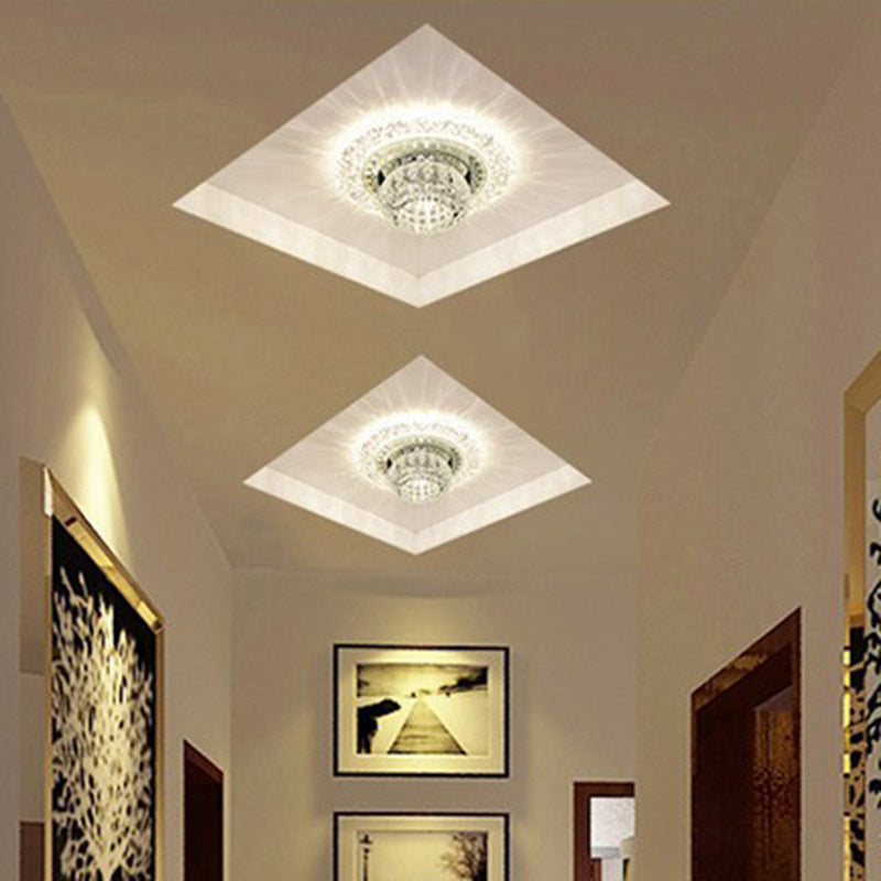 Dimpled Clear Crystal Ceiling Light Modernist LED Flush-Mount Light Fixture for Aisle