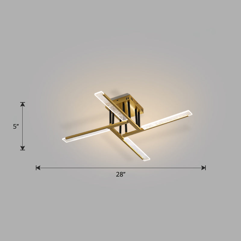 Acrylic Sticks Semi Flush Light Fixture Nordic Gold LED Ceiling Lighting for Bedroom