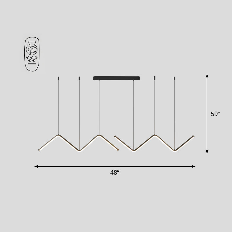 W Shaped Pendant Light Fixture Artistic Metal LED Hanging Island Light for Dining Room