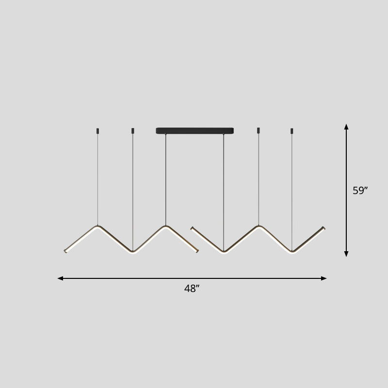 W Shaped Pendant Light Fixture Artistic Metal LED Hanging Island Light for Dining Room