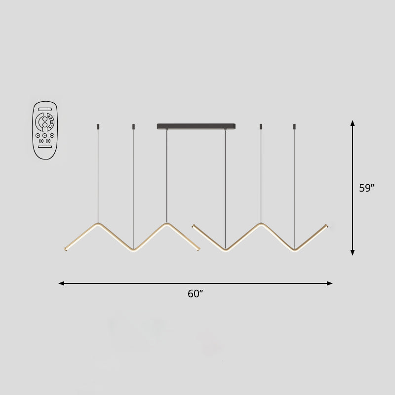 W Shaped Pendant Light Fixture Artistic Metal LED Hanging Island Light for Dining Room