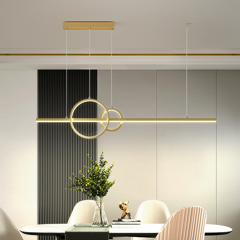 Circle and Line LED Suspension Lamp Simple Metal Restaurant Island Light Fixture