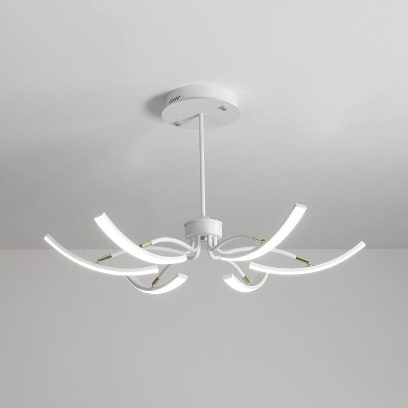White Floral Chandelier Light Minimalistic Metal LED Ceiling Suspension Lamp for Living Room