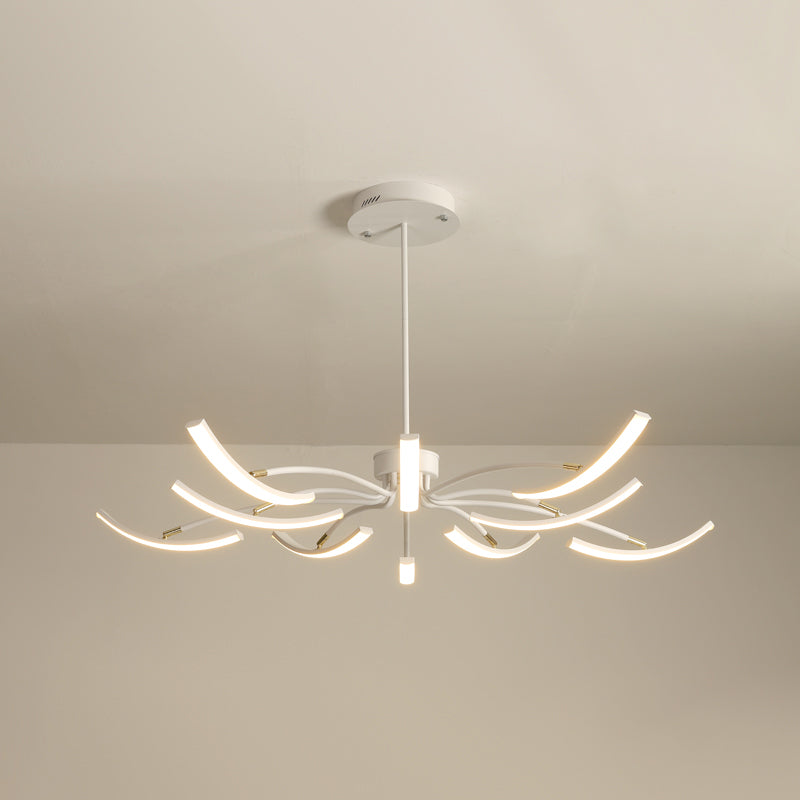 White Floral Chandelier Light Minimalistic Metal LED Ceiling Suspension Lamp for Living Room