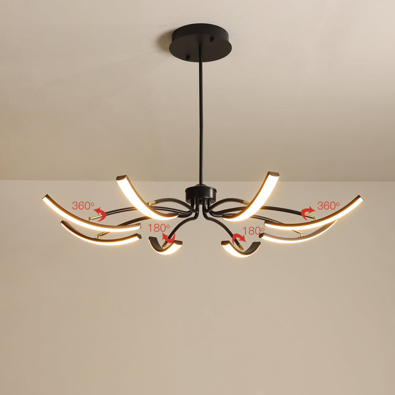 White Floral Chandelier Light Minimalistic Metal LED Ceiling Suspension Lamp for Living Room