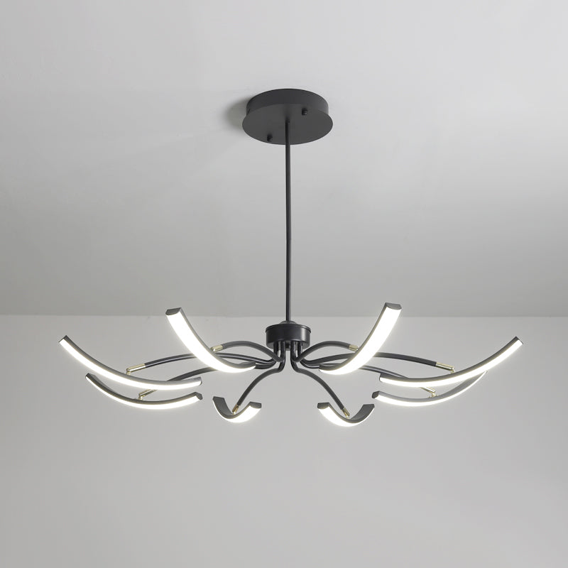 White Floral Chandelier Light Minimalistic Metal LED Ceiling Suspension Lamp for Living Room