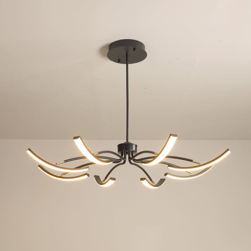 White Floral Chandelier Light Minimalistic Metal LED Ceiling Suspension Lamp for Living Room
