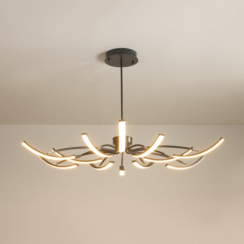 White Floral Chandelier Light Minimalistic Metal LED Ceiling Suspension Lamp for Living Room