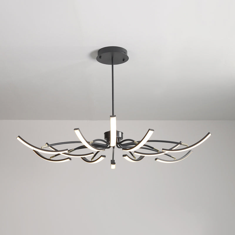 White Floral Chandelier Light Minimalistic Metal LED Ceiling Suspension Lamp for Living Room
