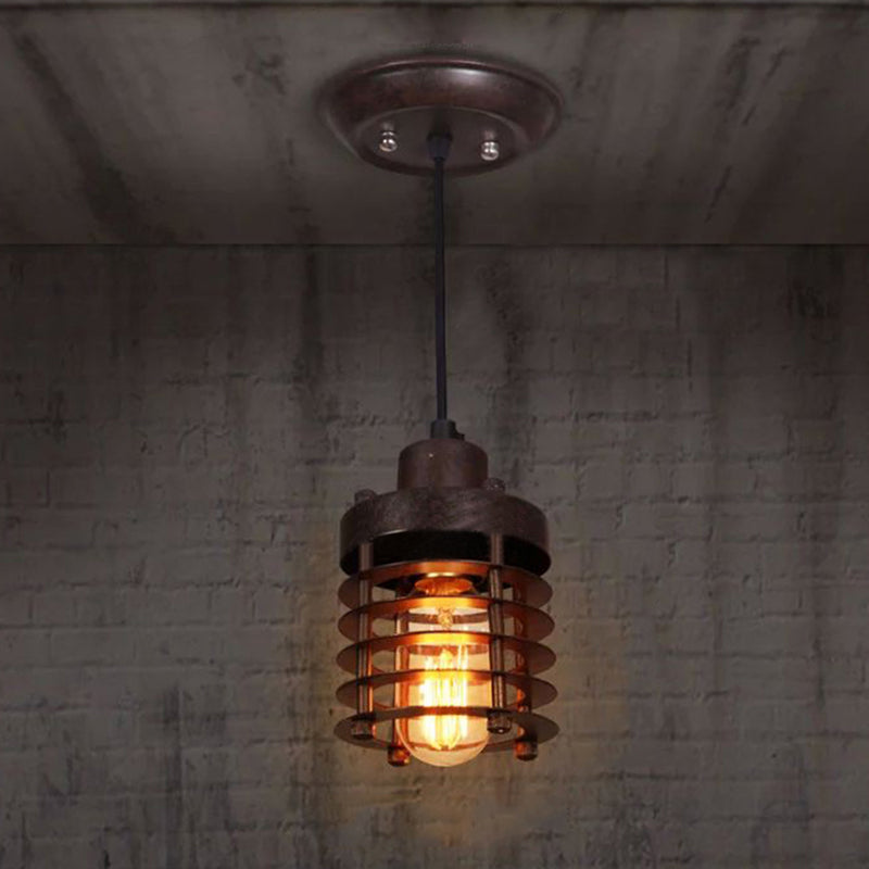 Drahtkäfig Metallanhänger Beleuchtung Leuchte Industrie 1 Glühbirnen Esszimmer Hängende Lampe in Schwarz/Rost