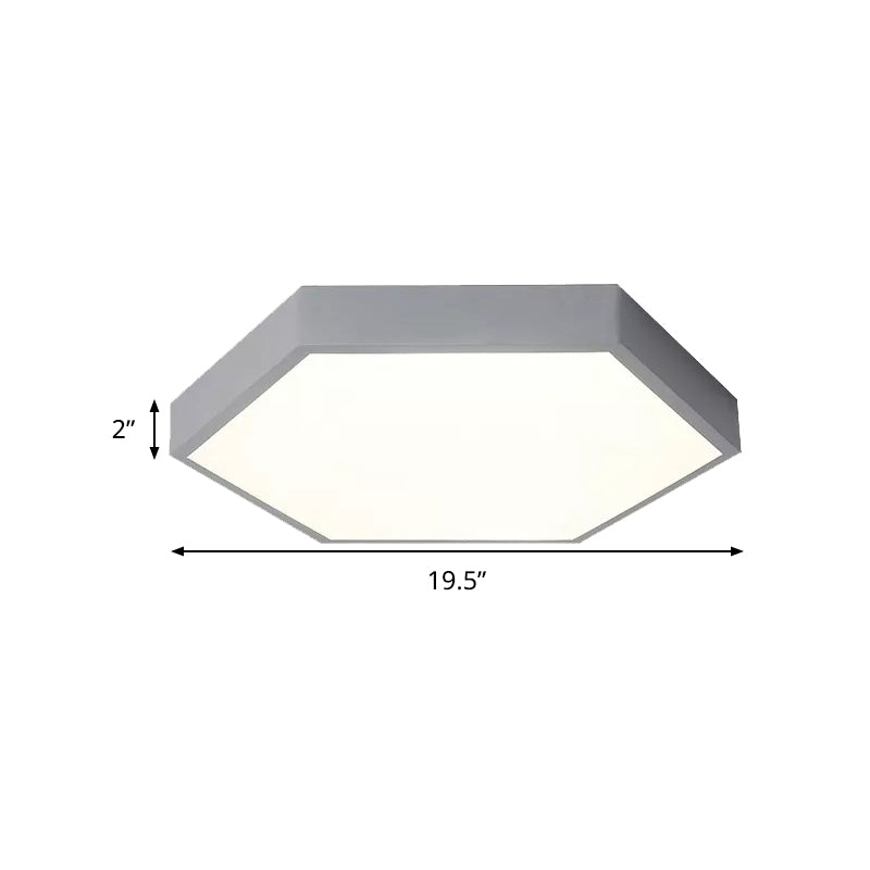 Child Bedroom LED Ceiling Light Modern Macaron Flush Mount Lighting with Hexagon Shade