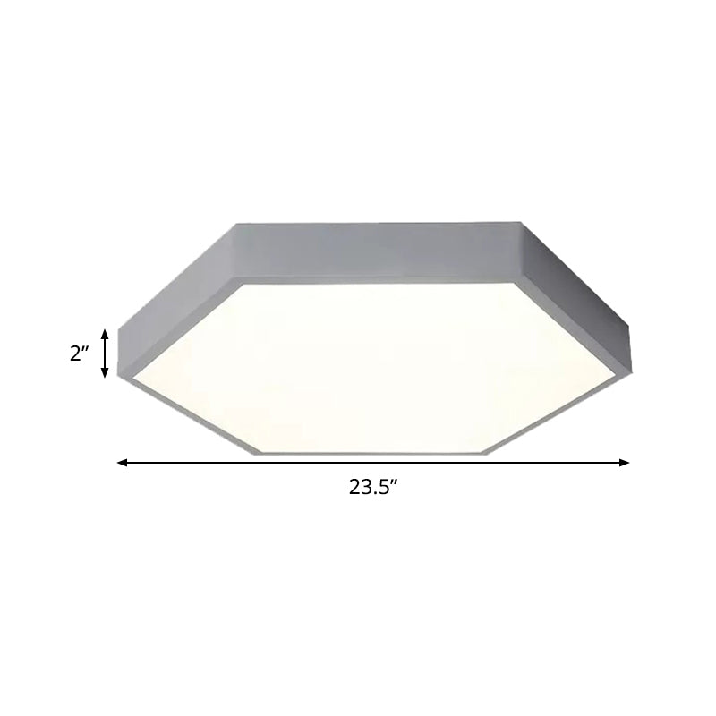 Child Bedroom LED Ceiling Light Modern Macaron Flush Mount Lighting with Hexagon Shade
