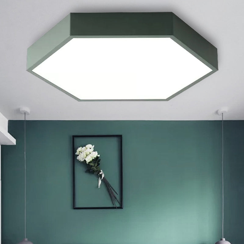 Child Bedroom LED Ceiling Light Modern Macaron Flush Mount Lighting with Hexagon Shade