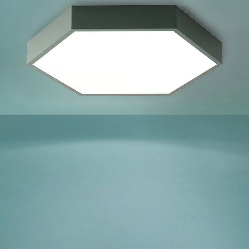 Child Bedroom LED Ceiling Light Modern Macaron Flush Mount Lighting with Hexagon Shade