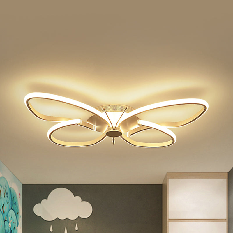 Acrylic Butterfly Ceiling Light Contemporary Flush Mount Light in White for Nursing Room